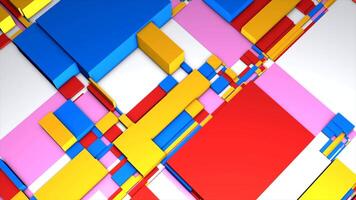 Bright squares of different colors. Motion. Multi-colored animation that moves and shows squares of different sizes. video