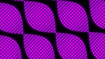 Moving pattern with retro 3d lines. Design. Abstract floral lines move on black background. Lines with shaft move in 3d pattern with grid video