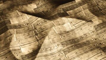 Surface with wooden texture and waves. Motion. 3D surface moves in waves with wooden pattern. Wooden floor moves in liquid ripples video