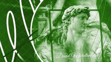 Abstract visualization of David head statue by Michelangelo. Motion. Concept of antique art and architecture. video