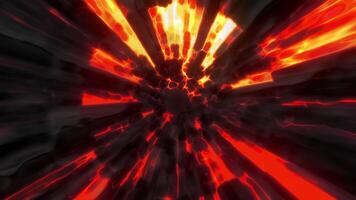 Movement in lava tunnel. Motion. Dizzying lava vortex with fire and smoke. Lava flow and smoke in motion video