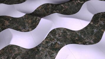 Gray-white carpet with patterns. Motion.Computer graphics with a floor that rises and falls in different parts with dark drawings. video