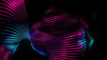 Realistic wavy movement of thing digital texture looking like fabric. Design. Striped fibres cloth isolated on a black background. video