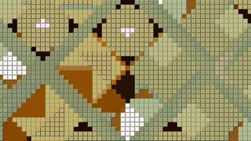 Mosaic with many little colorful square pieces. Motion. Transforming geometric pixelated shapes. video