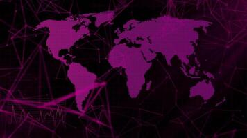 Connection between countries on a world map. Motion. Concept of economic relations between countries, abstract map and changing numbers. video
