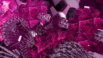 Abstract rotating gears made of rubies. Motion. Shining working mechanism, close up of machine details. video