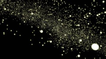 Animation with snow or particles on black background. Design. Rising beautiful round particles on black background. Stream of magic particles rising up video