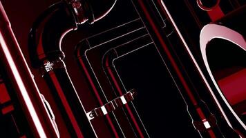 3D industrial background with surreal pipes of an abstract mechanism. Motion. Animated alien machine. video
