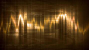 Digital waveform equalizer on a black background. Motion. Technological abstract element of a futuristic interface with digital code behind. video