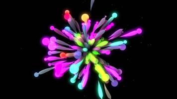 Black background. Motion.Multicolored rays of light that scatter in different directions at high speed and fill the empty black space in the animation. video