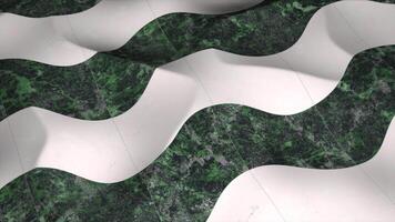 Patterned floor moves in waves. Motion. Tiled floor with geometric pattern moves in waves. 3D floor with texture and pattern moves in wavy ripples video