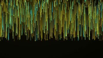Animation of colorful rain in futuristic style. Motion. Background with vertical stripes of colorful rain. Cyber rain on black background video