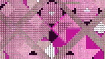 Moving geometric pattern with pixels in retro style. Motion. Stylish animation of pixels with moving geometric shapes. Geometric shapes from pixels in retro video