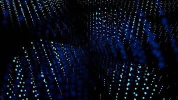 Data field universe of technology particles. Design. Waves of tiny glowing dots moving up and down. video