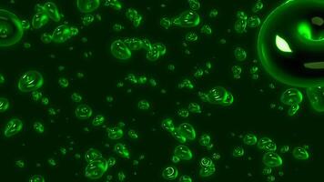 Green elastic bubbles. Motion.Animation with small bubbles that fly in different directions video
