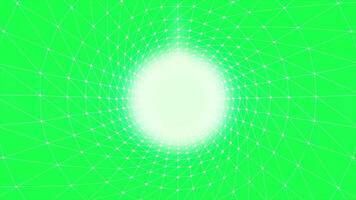 Abstract green tube like tunnel with bright light in the end. Motion. Flying inside bright glowing plexus tube. video