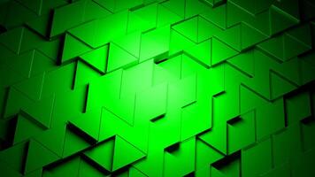 3D surface with moving triangles. Design. Triangles are pushed out by waves on surface. Geometric surface of triangles with vibrations and movements video