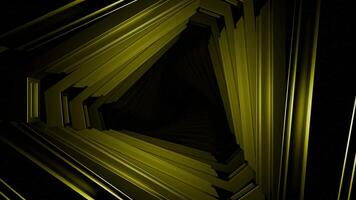 3D futuristic space and time tunnel of triangle shape. Design. Flying inside futuristic alien corridor. video