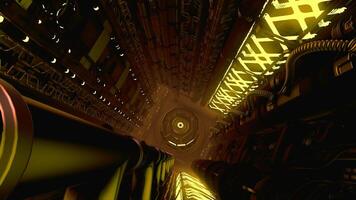 View inside of computer machine. Motion. Abstract digital technological background with lights inside machine. video