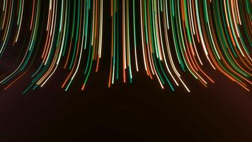Hypnotic curved flow of colorful lines. Motion. Bright colorful lines move in curved stream. Curved 3d flow with lines and stripes video