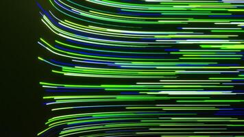 Colorful stripes move in curved stream. Motion. Beautiful curved stream of lines and stripes. Optical bending of linear flow video
