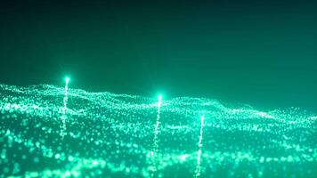 Abstract turquoise field of stars in wavy motion. Motion. Flying comets with tails of shining particles. video