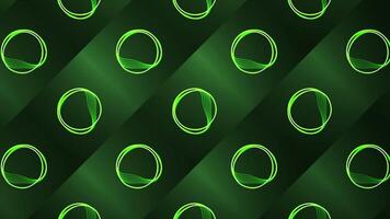 Green background. Motion.Light small circles in animation that begin to draw patterns from their outlines. video