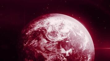 3D animation with planet in space. Motion. Colored planet with radiation in space. Planet with colored light in 3D space. Astronomy video