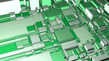 Green and brown background. Motion.Small rectangles and squares make up the mosaics in the animation that rise and fall in different directions. video