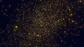 Moving stream of luminous particles of space. Design. Cosmic cloud of shining stars on black background. Luminous particles or stars in cosmic stream video