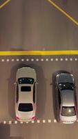 Aerial View of Traffic on a Highway. Shot. Top view from a drone of cars running on the highway at the night video