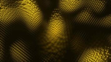 Background with moving wave bursts of luminous particles. Design. Bright glowing particles move in waves. Particles move in slow bursts of waves in abstract flow and space video