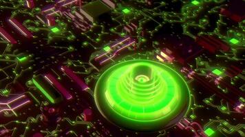 Advanced technology concept visualization. Motion. Circuit Board CPU Processor, Artificial Intelligence digitalization of Neural Networking. video