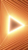 Glowing 3d tunnel of triangles with flashing. Motion. Space tunnel of glowing triangles. Triangular tunnel with glowing and flashing center video