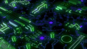 Advanced technology concept visualization. Motion. Circuit Board CPU Processor, Artificial Intelligence digitalization of Neural Networking. video