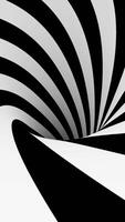 Animated hypnotic tunnel with white and black squares. Striped optical illusion three dimensional geometrical wormhole shape pattern motion graphics. Optical illusion created by zoom in of black and video