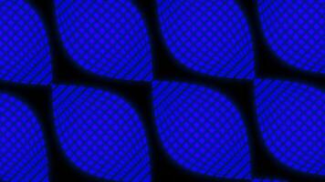 Black background. Design.Large blue ovals made of a grid in animation move in different directions. video