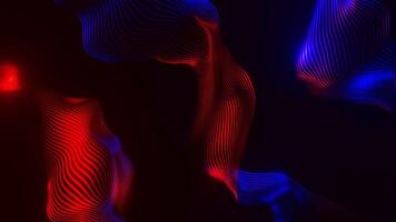 Wavy fabric stripes move in space. Design. Beautiful curved strip moves in waves from lines. Shining beautiful band of wavy lines video