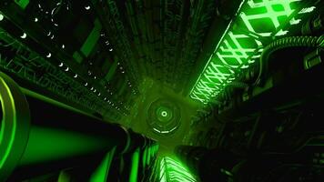 Green background. Motion.A bright tunnel with light illumination in animation that moves from the inside. video