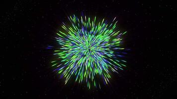 Abstract multicolored lines spread to the wide circle from one point. Motion. Concept of celebration, exploding petard. video