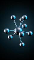 Abstract animation of monochrom model molecules rotation. Animation of seamless loop metal molecules on black background. video