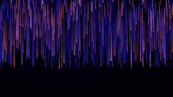 Animation of colorful rain in futuristic style. Motion. Background with vertical stripes of colorful rain. Cyber rain on black background video