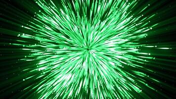 Black background. Motion. Bright green and orange fireworks in animation that fly in different directions and fill the entire background with lights. video