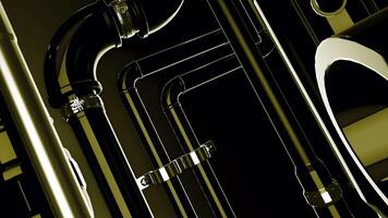 3d animazione di tecnico tubi. movimento. tubi e parti nel fogna corridoio. dentro tecnico parte con tubi. tecnologico e futuristico condutture video