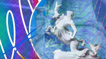 Animation with Greek sculpture. Motion. Animation insert with stylish animation and Greek sculpture. Ancient Greek sculpture for intro historical or presentation video