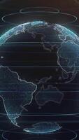 Planet earth rotating animation future technology business concept. Digital shiny globe of Earth. Rotation of glossy planet with glowing particles video