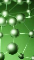 Green and blue background. Design. Bound round molecules made as if under a microscope move in 3d format. video