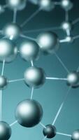 Bonded white atoms. Design. Green light background with animation and bonded atoms in a grid made in abstraction. video