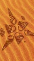 Animation of background with seashells. Seashell collection on sand background video