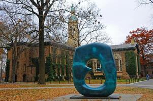 PRINCETON, NJ -15 NOVEMBER 2011 The sculpture Oval with Points by Henry Moore on the campus of Princeton University, a private Ivy League research university in New Jersey photo